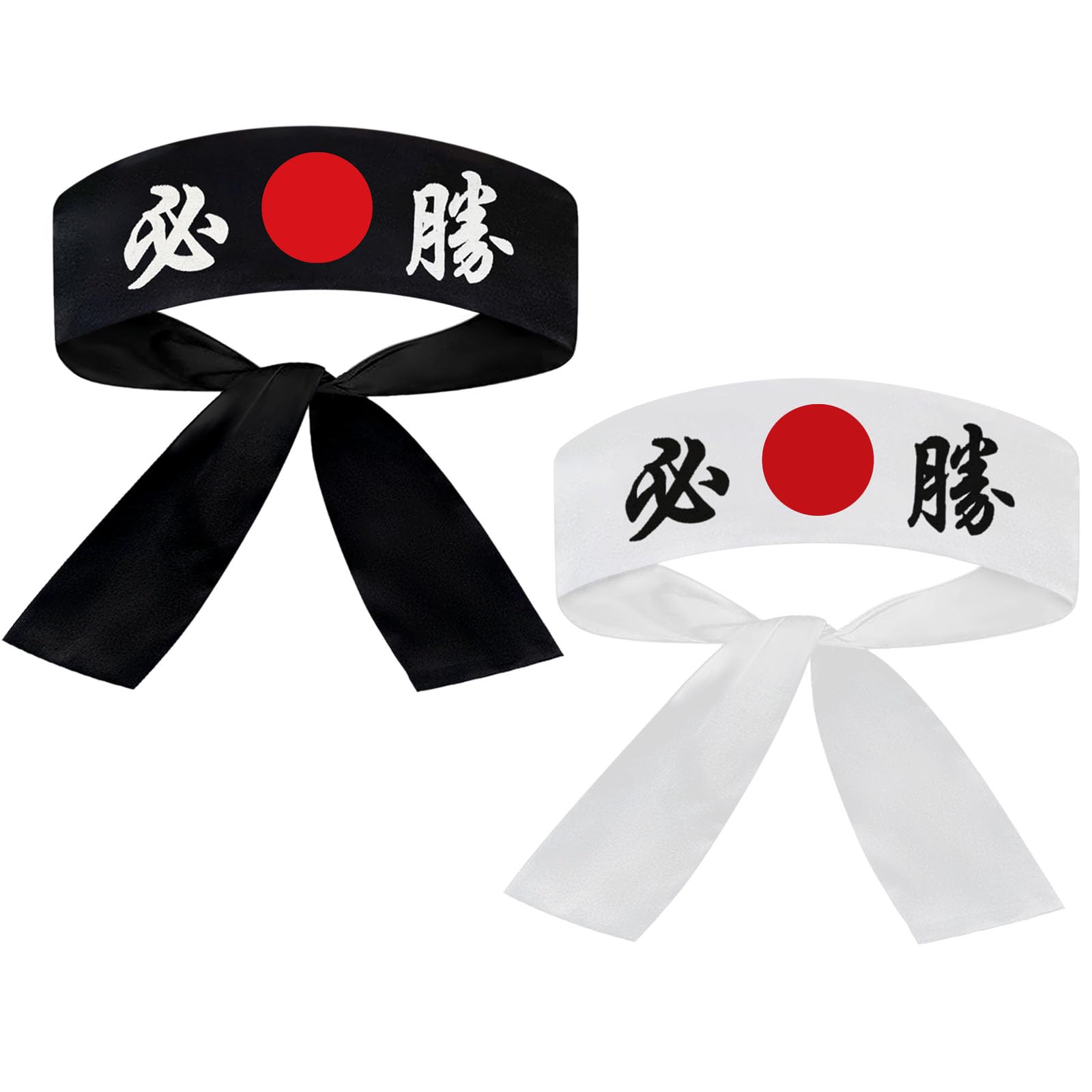 Sunrise Kitchen Supply Japanese Sushi Chef Hachimaki Karate Headband - Victory (1 Black/1 White)