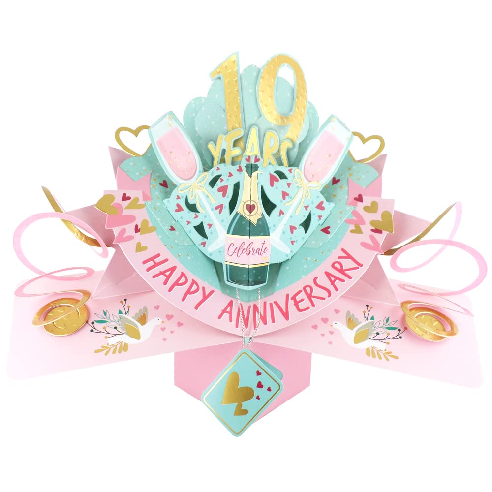 19 Years Happy 19th Anniversary Pop-Up Greeting Card Love Kate's 3D Pop Up Cards POP216MC19