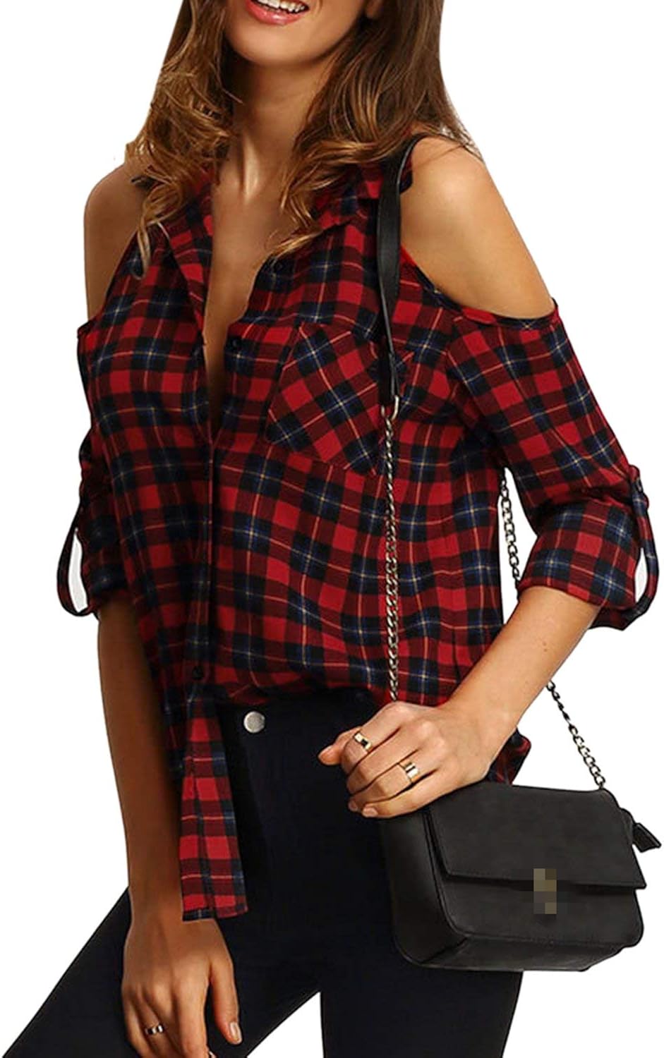 ORANDESIGNE Bianco Camicetta Donna Elegante Blusa Top A Manica 3/4 Colletto Girocollo Tinta - Foto 11