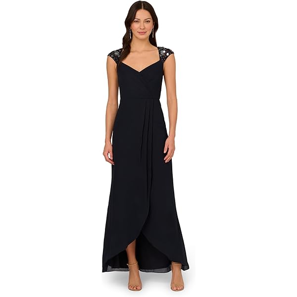 Amazon.com: Adrianna Papell Sleeveless Twist Front Stretch Jersey Tuxedo  Gown Black 2 : Clothing, Shoes & Jewelry