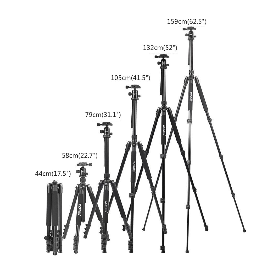 Zomei Q555 Neues Design Stativ Traveler Ultralight Dreibeinstativ Reisestativ mit 360° Kugelkopf Schnellwechselplatte und Tragetasche