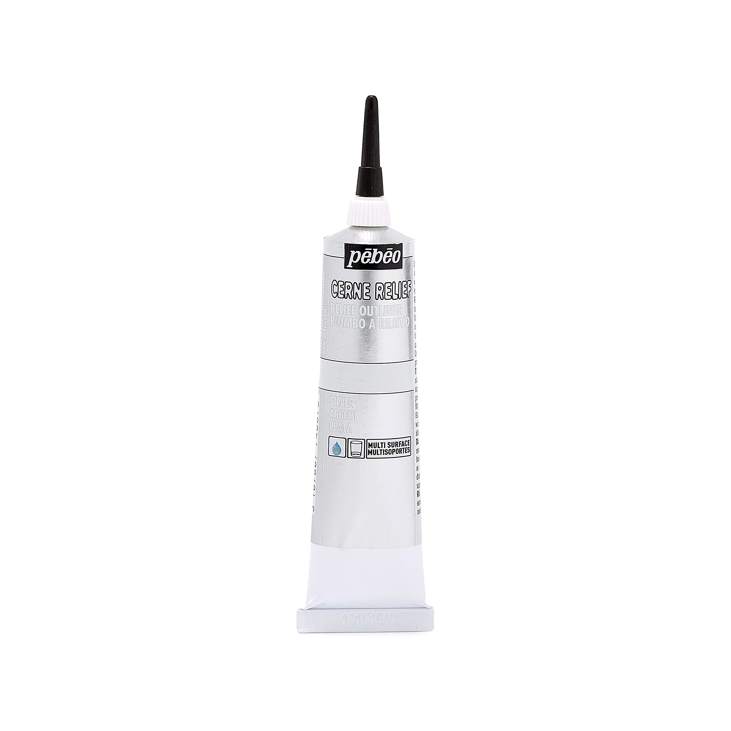 PEBEO 774037 37 ml Vitrail Stained Glass Effect Cerne Relief Tube with Nozzle, Silver — image 1