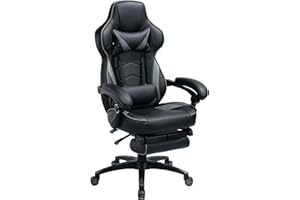 SNUGWAY High Back Ergonomic Racing Computer Desk with Comfortable Lumbar Support and Headrest Game Recliner Chair, Grey