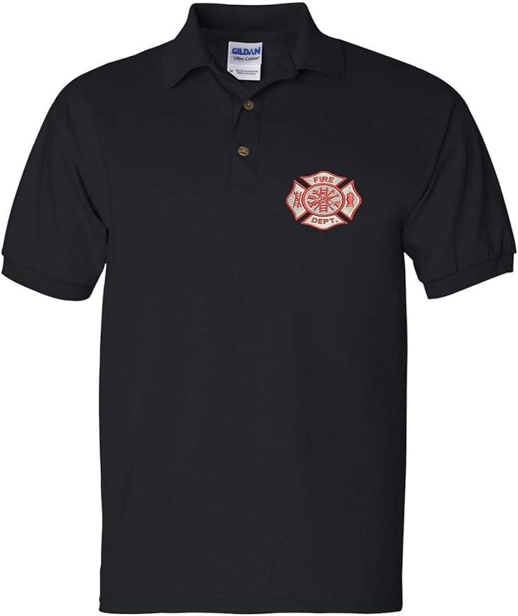 ALLNTRENDS Men's Polo T Shirt Fire Department Embroidered Firefighter