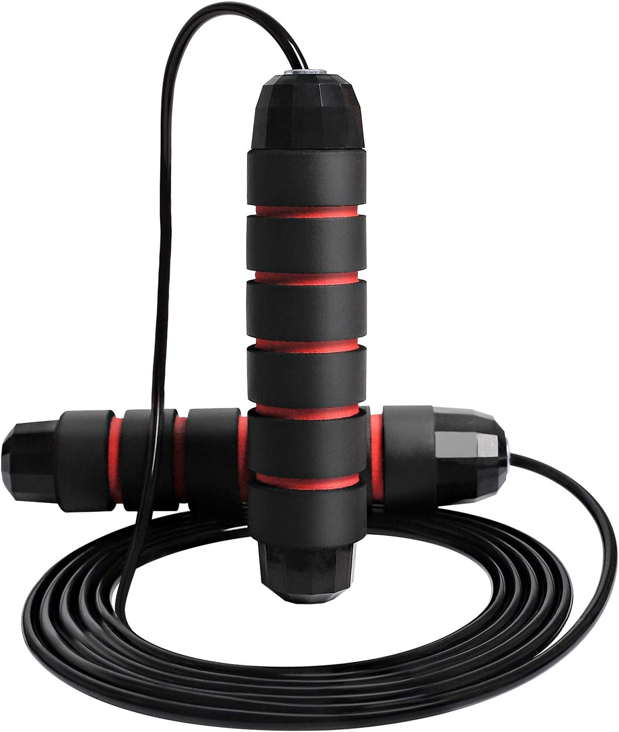 Jump Rope Tangle-Free Rapid Speed Skipping Rope Cable Workout Fitness Adjustable Jumping Ropes Memory Foam Antiskid Handles for Men, Women and Kids Aerobic Exercise