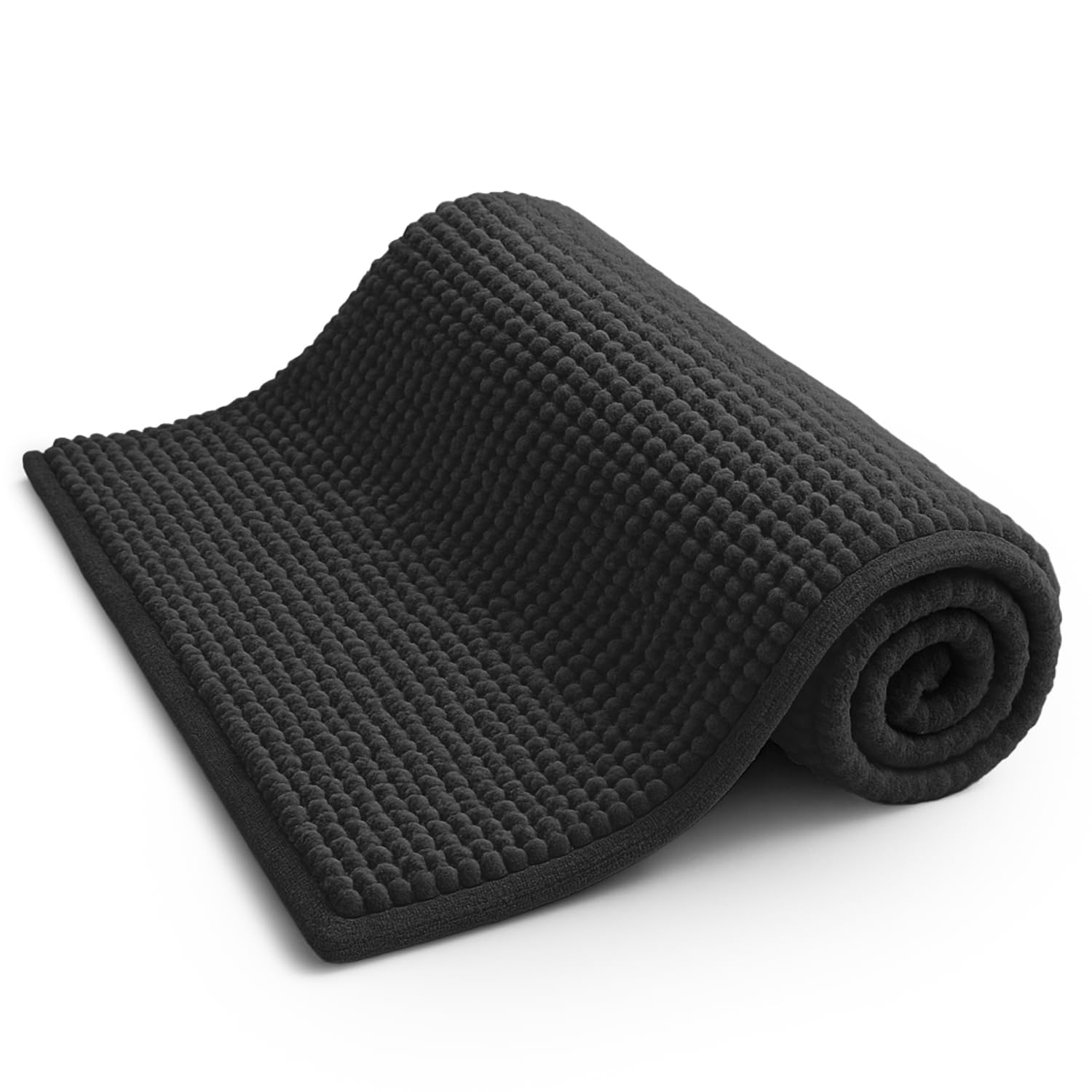 KEPLIN Non-Slip Microfibre Bath & Toilet Mat - Soft, Plush & Comfortable Rug with Machine Washable Design - Water Absorbent & Quick Drying to Keep Bathroom & Home Hygienic & Clean - (40x60cm) Black — image 1