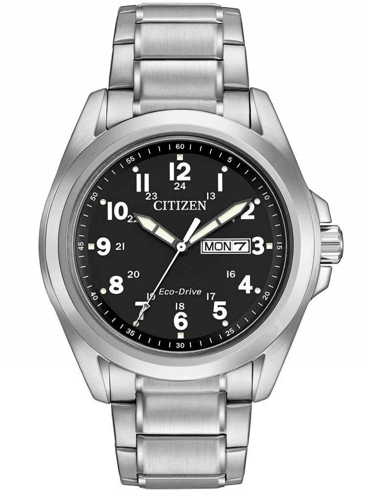 Citizen Eco-Drive Men's Bracelet with Black Dial AW0050-82E