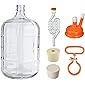 North Mountain Supply 3 Gallon Italian Glass Carboy Fermenting Jug - with Drilled & Undrilled Rubber Stoppers, 6-Bubble…