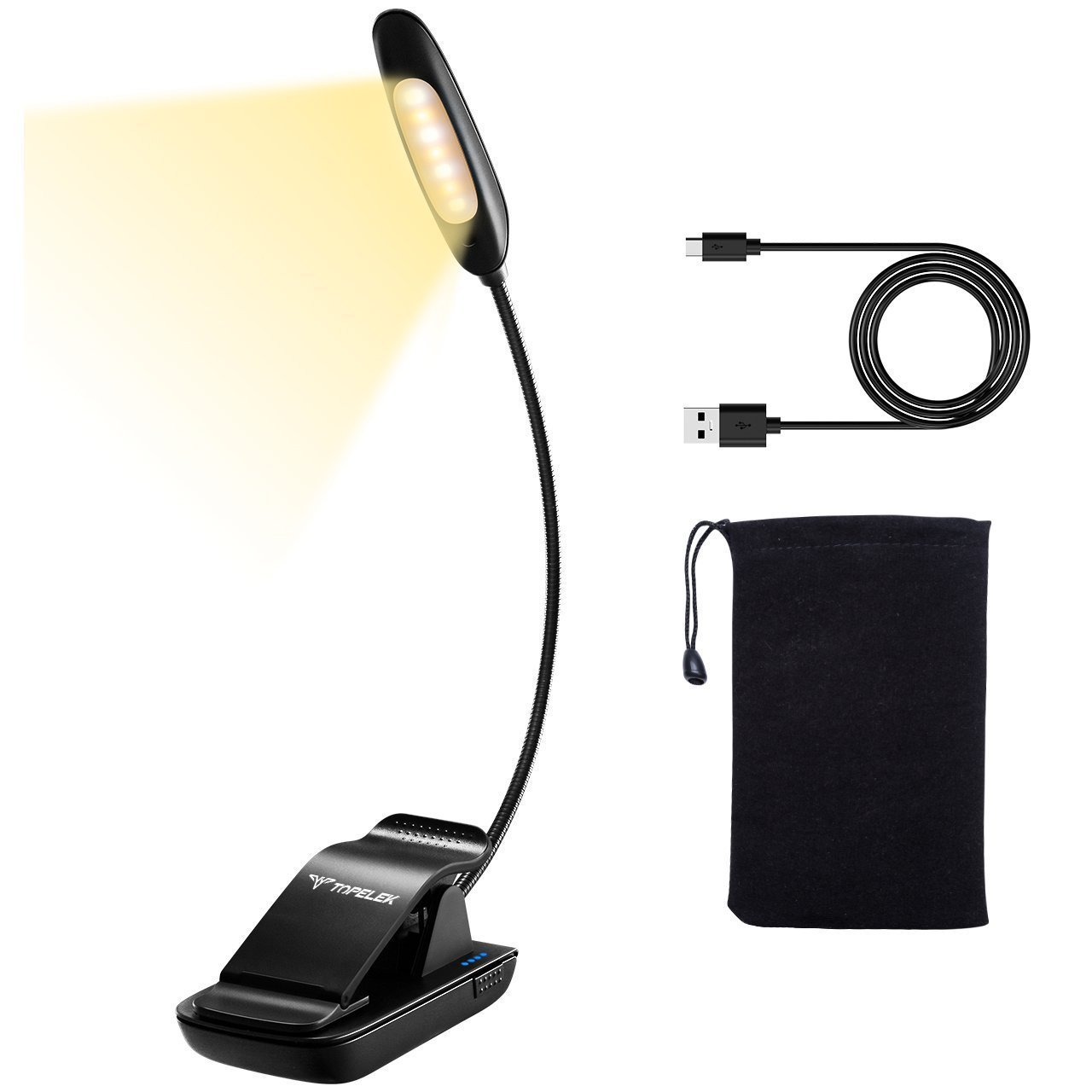 TopElek Reading Light 7 LED Book 9Level (Warm/Cool White), USB Rechargeable, 619125697721 eBay