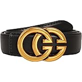 Aurolran Women's Fashion Classic Metal Buckle Leather Belt with Jeans Dress