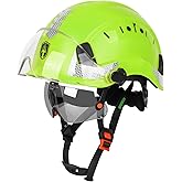 GREEN DEVIL Construction Safety Helmet Hard Hat with Visor and Safety Glasses ANSI Z89.1 Cascos De Construccion Vented ABS Work Hardhat for Men&Women