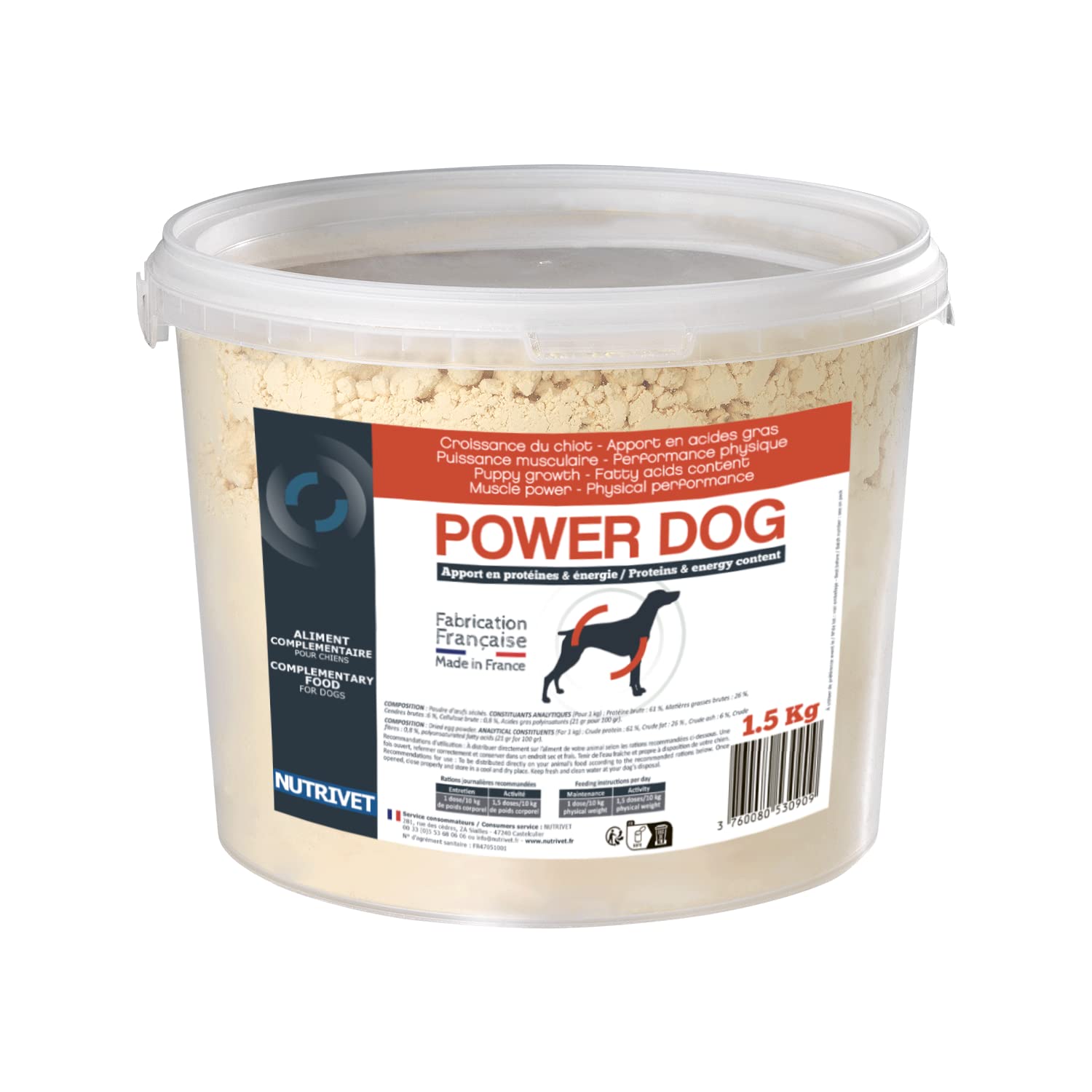 NUTRIVET - Aliment Complémentaire pour Chiens - Power Dog - Pot 1,5 Kg