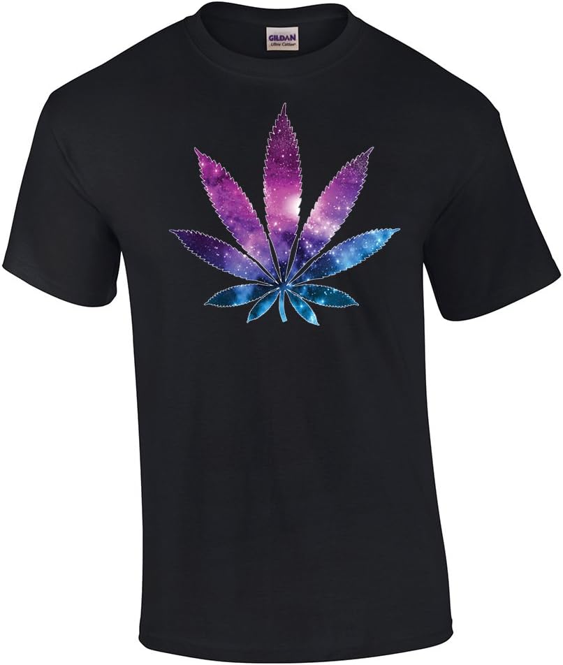 Marijuana Leaf Galaxy Weed Smokers Tee Shirt Military