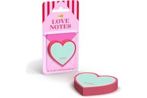 Post-it Heart Sticky Notes, Green Heart Design with “XOXO”, 2 in. x 1.9 in., Valentine’s Day Love Notes, 1 Sticky Note Pad wi