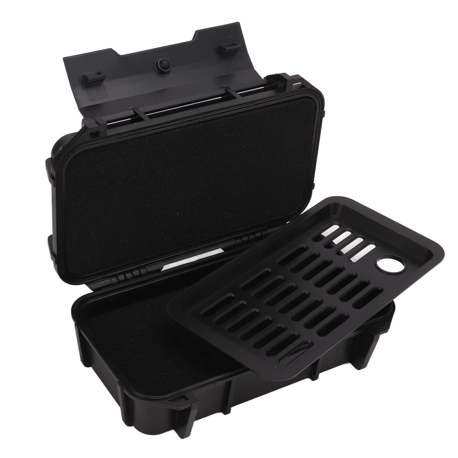 UPALDHOU Waterproof Dry Box Protective Case, ABS Plastic Storage Toolbox for Outdoor Camping (Double-Layer Waterproof Compartment, Black)