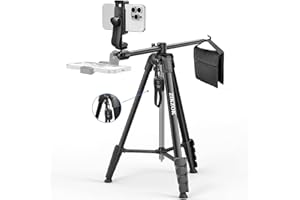 68" Phone Tripod for Overhead Shots, Horizontal Tripod, Tripod Stand for iPhone with Wireless Remote/Sandbag, Phone Tripod fo