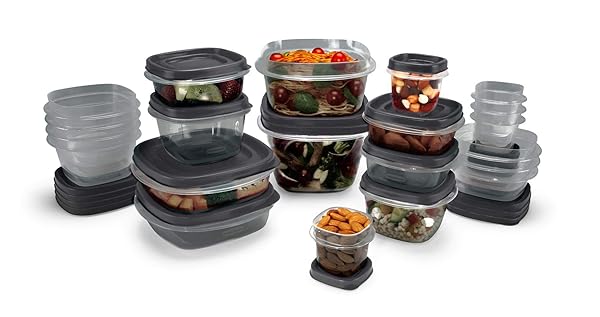RUBBERMAID EASYFINDLIDS FOOD STORAGE CONTAINERS WITH SILVERSHIELD ANTIMICROBIAL...
