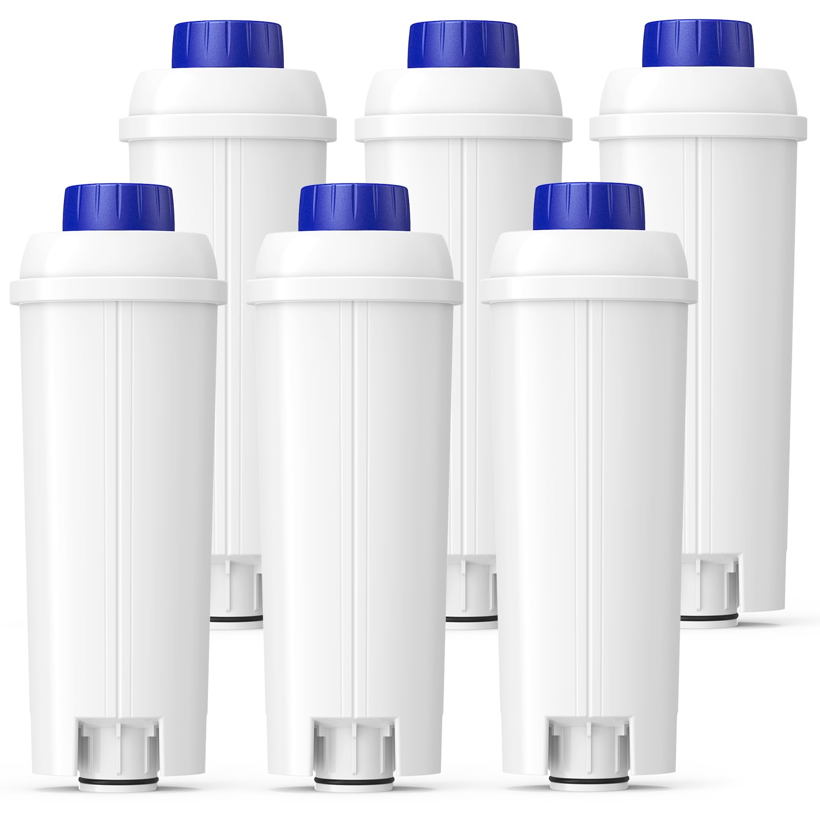 DLSC002 Water Filter Replacement Compatible With Delonghi Coffee Machine Filter Activated Carbon Softener For De'longhi Magnifica evo, Dinamica, Eletta, ECAM, ESAM, ETAM, Bco410/420, Ec680/800, 6 Pack