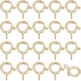 BENECREAT 20 PCS 14K Gold Filled Spring Ring Clasps for Necklace Bracelet Jewelry DIY Making (8mm x 6mm x 1mm)