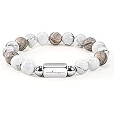 Bracelets for Men, 10MM Adjustable Men's Elastic Beaded Bracelet, Handcrafted Gifts for Anniversary, Birthday, Christmas, Blue Vein Gemstone/Tiger Eye/Howlite/Map Gemstone/Black Matte Agate/Snowflake Obsidian/Black Agate/Hematite/Gray Ray Wood Stone