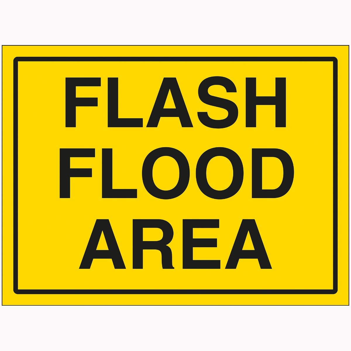 V Safety Flash Flood Area Sign - 600mm x 450mm - 2mm Rigid Plastic