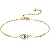 KECHO 14k Gold Evil Eye Bracelets Real Gold Thin Chain Bracelet Protection Jewelry Christmas Birthday Gift for Women