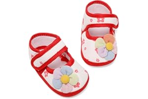 Khocadw Baby Girl Dress Shoes,Infant Toddler First Walking Mary Jane Flats with Bowknot Non-Slip Soft Sole Wedding Princess