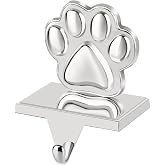Adecortalk Silver Dog Paw Christmas Stocking Holder for Mantal, Pet Paw Metal Stocking Hangers Reliable Non-Slip Christmas Holders Hooks for Xmas Fireplace Mantel Table Decorations