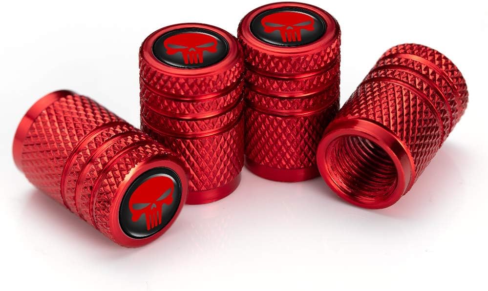 PATWAY 4 Pcs Skull Car Wheel Tire Valve Stem Caps for Jeep Toyota Honda BMW Ford Chevrolet Nissan Subaru VW Mustang Corvette Volvo Logo Styling Decoration Accessories.
