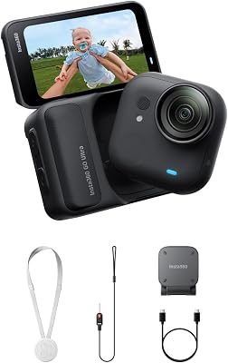 GO Ultra Black - Câmara vlog 4K pequena, mãos-livres, câmara POV, sensor de 1/1,28", peso de 53 g, campo de visão de 156°, bateria de 200 min, câmara de ação portátil para desporto (Recondicionada)