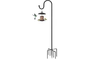 ANIDEER 60" Shepherds Hooks for Outdoor, Heavy Duty Bird Feeder Pole for Hummingbird Feeder, Hanging Lantern, Shepherds Hook for Bird Feeders for Outside with 7 Prongs Base,1 Pack