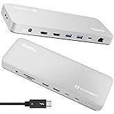 Plugable Thunderbolt 4 Dock for M4 MacBook Air & Pro: 100W Charging Driverless Laptop Docking Station with 4K HDMI Dual Monit