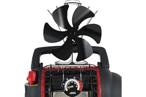 TOMERSUN Wood Stove Fan 6-Blade, Heat Powered Stove Fan with Hook for Buddy Heater & Thermometer, Fireplace Fan for Efficient Home Heating, Ideal for Wood Burning Stoves, Fireplaces, Tent Camping Accessories