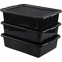 Aninhao 3 Pack 13 L Food Service Bus Tubs with Lids, Commercial Bus Box Tub, Black