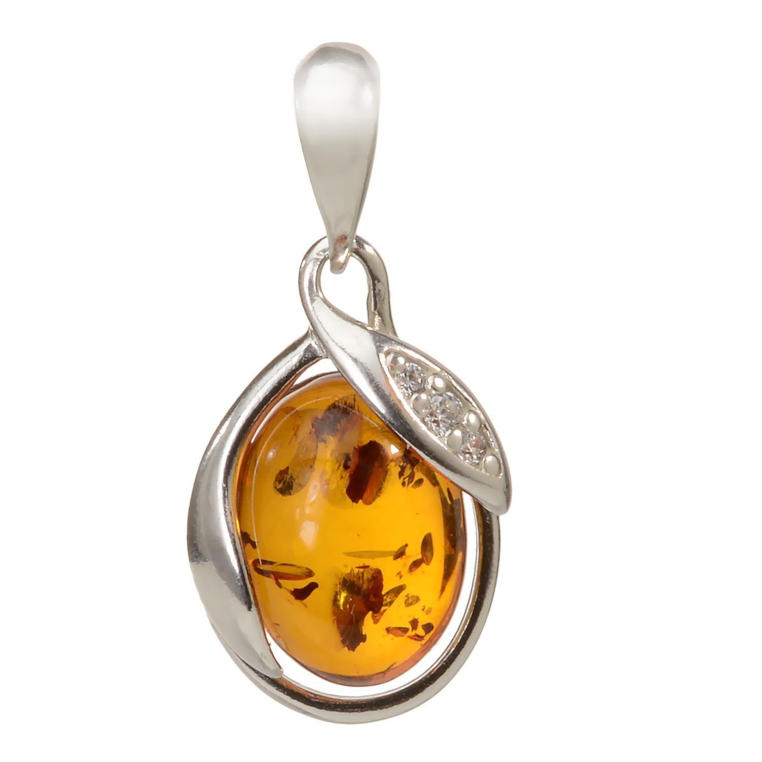 Sterling Silver and Baltic Honey Amber Pendant "Dawn"