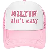 Milfin Aint Easy Hat Funny Baseball Caps Adult Mesh Trucker Hats Adjustable Sport Cap Men Women Pink