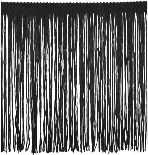 Chainette Fringe P-7045 100-Percent Polyester 6-Inch Fringe Embellishment, 10-Yard, 02 Black