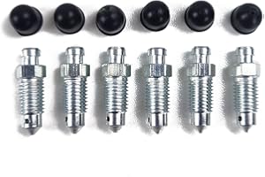KAM HOI 6 PCS Brake Bleeder Screws with Dust Cover,Wheel Cylinder Bleeder Valve,Caliper Bleeder Screw with Rubber Cap 5/16-24 * 1.01 Inch Length, Bleeding Screws Bleed Kit
