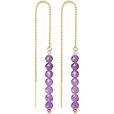 Top Plaza Earrings for Women Chakra Crystal Drop Dangle Earrings Gold Plated Dainty Long Chain Gemstone Earrings Christmas Jewelry Gifts