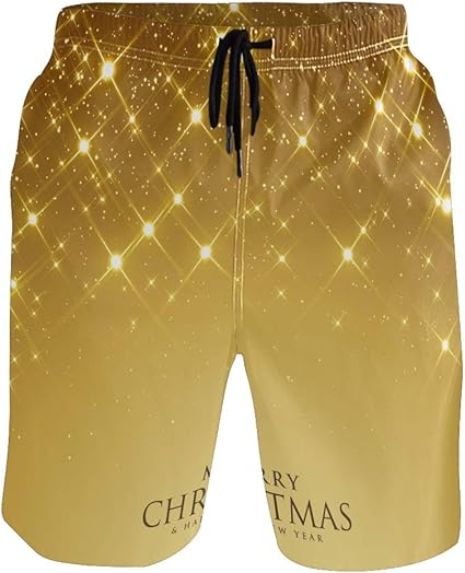 Bonito traje de baño de secado rápido para hombre, con purpurina dorada