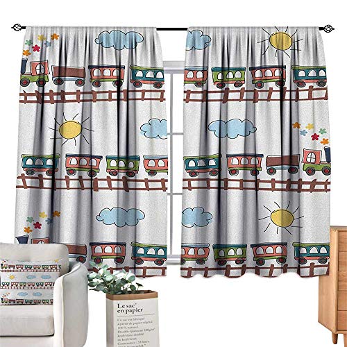 Boyssolid Rod Pocket Short Blackout Drapescartoon Style Train And