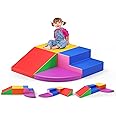 Lischwert Foam Climbing Blocks for Toddlers 1-3, 4pcs Soft Play Set with Crawling Exploration Toys, Indoor Outdoor Infant Safe Blocks for Baby Gym Toddler Playground - Colorful