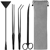 Liveek Aquarium Aquascape Tools Kits, 4 in 1 Anti-Rust Aquatic Plant Aquascaping Tool Stainless Steel Black Tweezers Scissors
