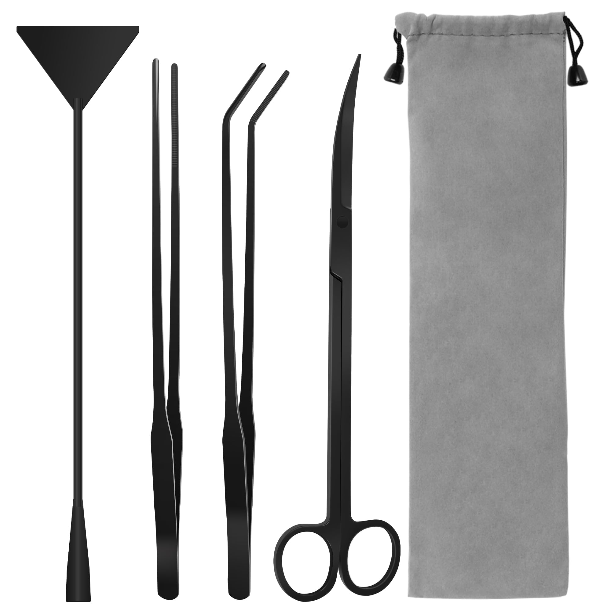 Photo 1 of Liveek Aquarium Aquascape Tools Kit, 4 in 1 Anti-Rust Aquatic Plant Aquascaping Tool Stainless Steel Black Tweezers Scissors Spatula for Aquarium Tank Clean Fish Tank Aquascape Tools Sets (Black)