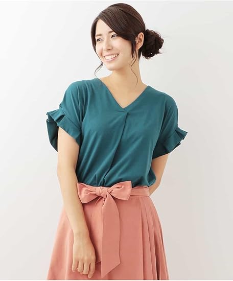 Amazon オフオン Ofuon ゆったりめ バックリボンカットソー Eukja M グリーン Tシャツ カットソー 通販