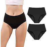 Carer 2 Pack Washable Absorbency Incontinence Underwear for Women, Reusable Leakproof Womens Incontinence Protection Panties Briefs for Bladder Leakage(2 Black, XL)