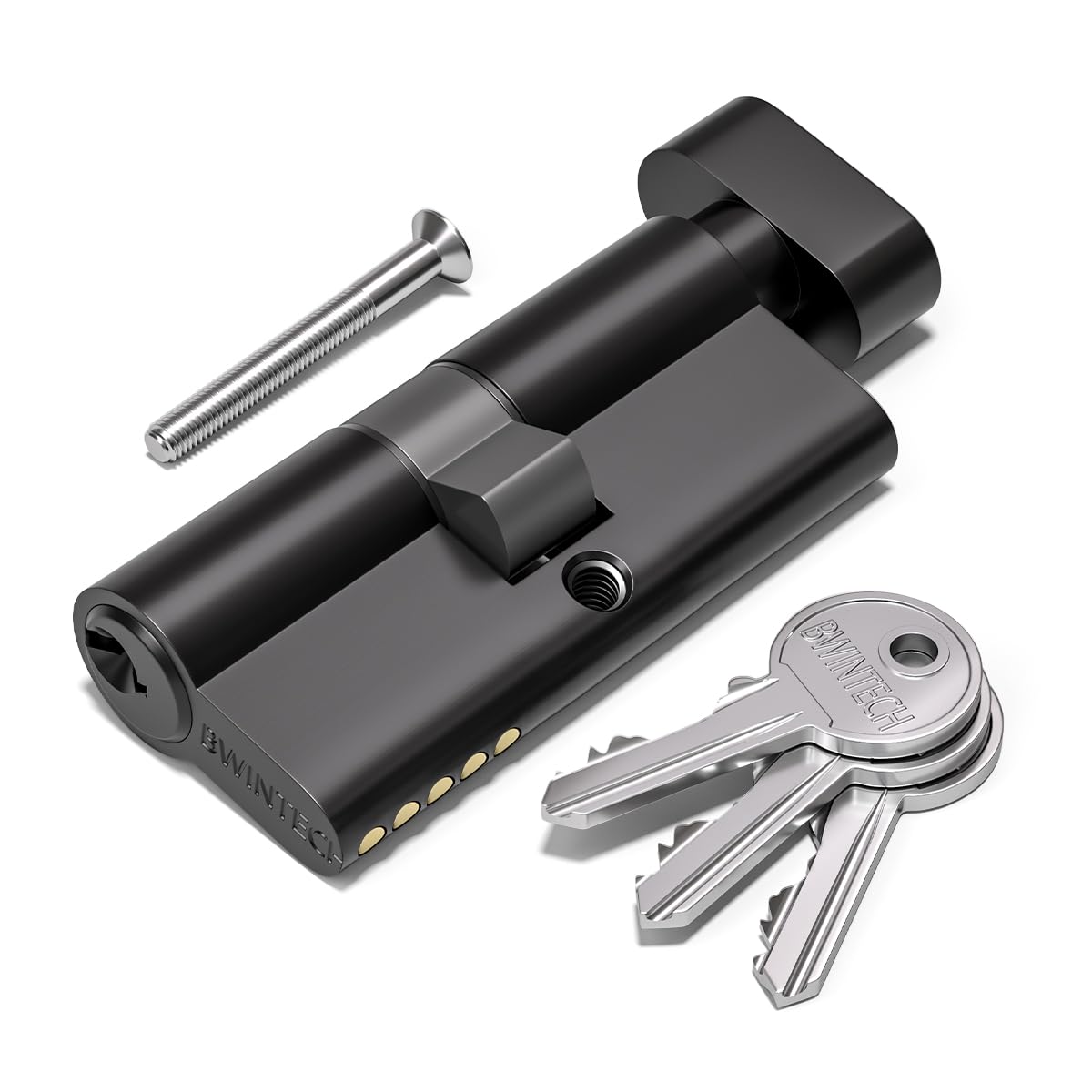 Bwintech 95mm(45T/50) Black Euro Cylinder Lock,Door Barrel Lock,Thumbturn Knob with 3 Standard Keys,Anti-Pick,Anti-Bump,Anti Drill,High Security for UPVC,Wooden,Composite Doors