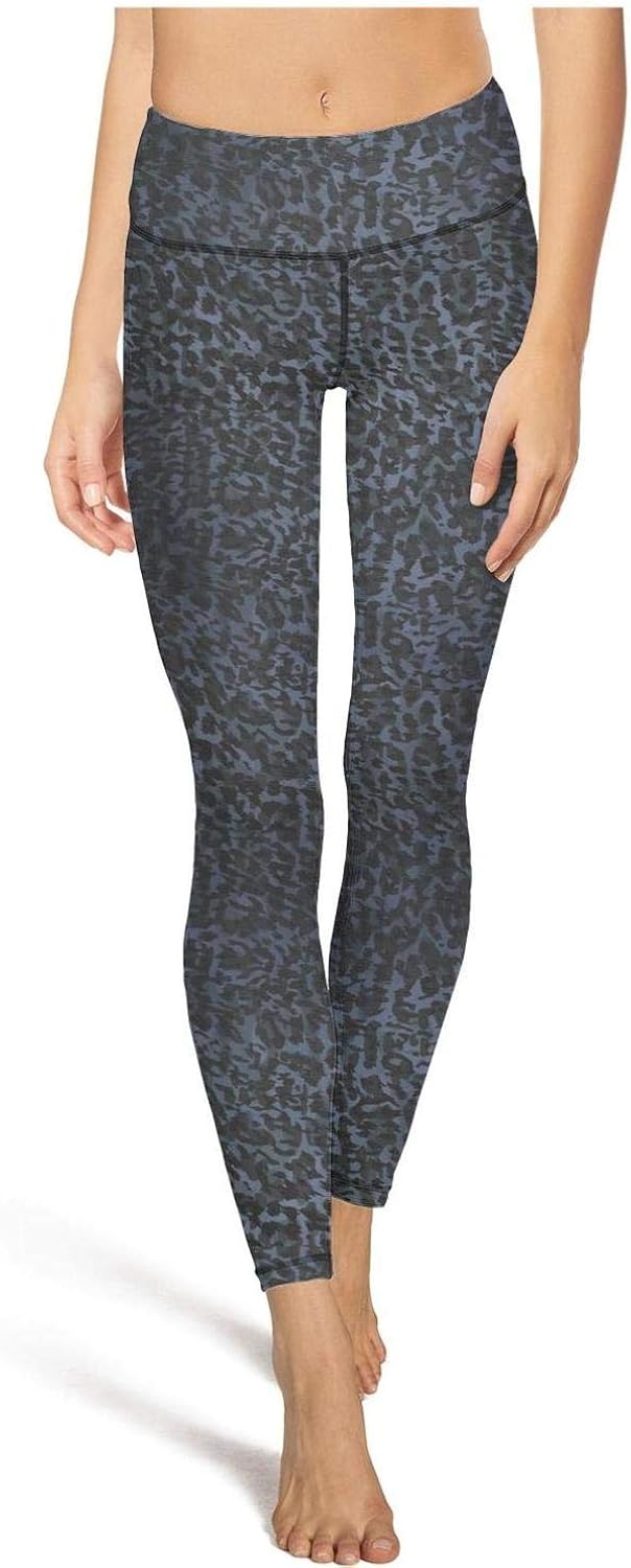 Leopard Cheetah Print Gray Blue Women Camo Yoga Pants