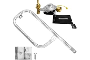 CSZKJXPA 80477 Regulator with 69957 Burner Tube for Weber Q Grill Parts,for Weber Q100,Q120, Fit for Grill Models:386002,386001,516002,516501,516801,516501–Gas Valve Regulator &17IN Burner Replacement Kit.