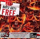 Lm Wild Burning Flaming Red Skulls Flames Fire Hydrographic Water Transfer Film Hydro Dipping Dip
